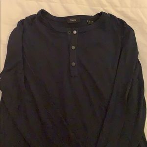 Theory Long Sleeve Snap Henley M Deep Navy